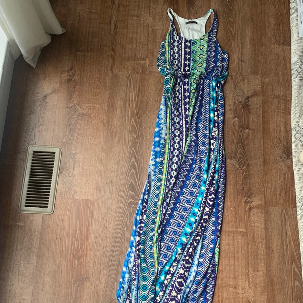 Renee C Blue Sleeveless Halter Maxi Sundress